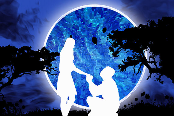 Download Valentines Day Couples Full Moon Love - Valentines day Collection
