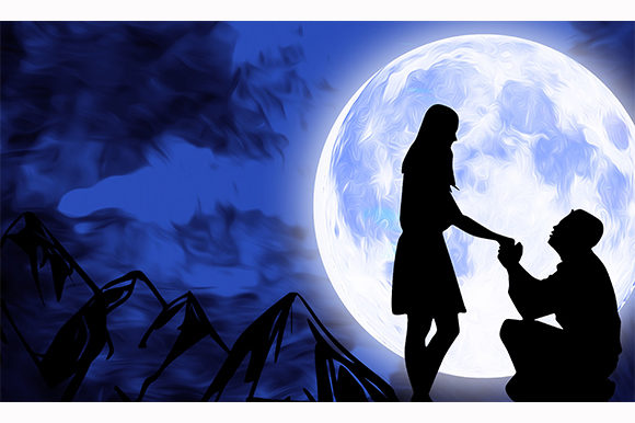 Download Valentines Day Couples Love Night Moon - Valentines day Collection
