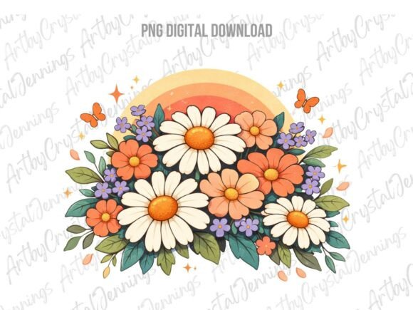 Download Beautiful Pastel Spring Boho Flowers PNG - Boho flowers Collection