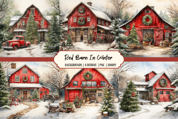 Download Red Barn in Winter Background - Winter background Collection
