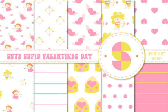 Download Cute Cupid Valentines Day Digital Paper - Valentines day Collection