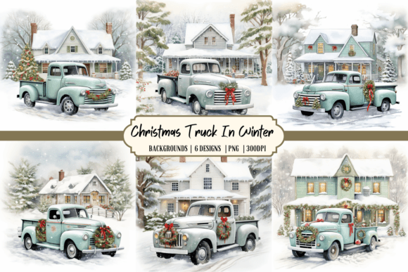 Download Christmas Truck in Winter Background - Premium Resources