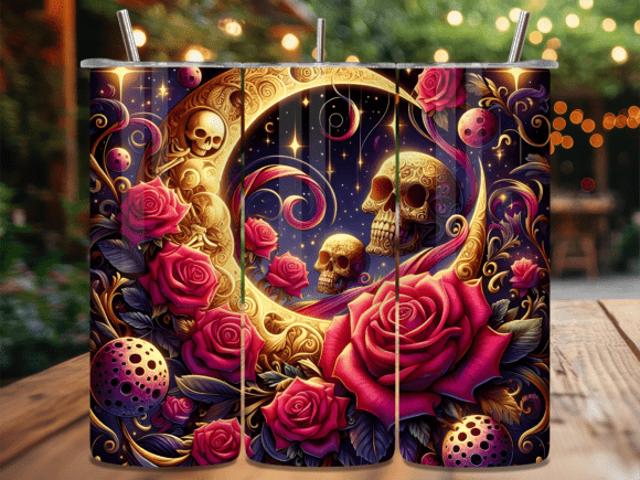 Download Valentines Day Skull Moon Rose Tumbler - Valentines day Collection