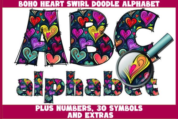 Download Boho Heart Swirl Alphabet - Boho heart Collection