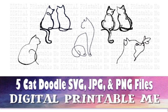 Download Cat Doodle Clip Art Pack SVG PNG JPG - Doodle clip art Collection
