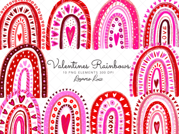 Download Valentine Rainbow Clipart, Boho Heart - Boho heart Collection