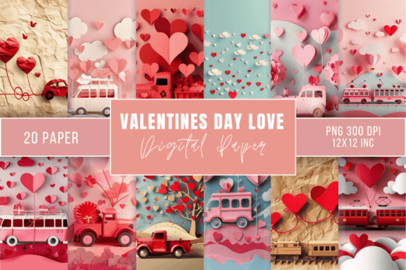 Download Valentines Day Love Digital Paper Bundle - Valentines day Collection